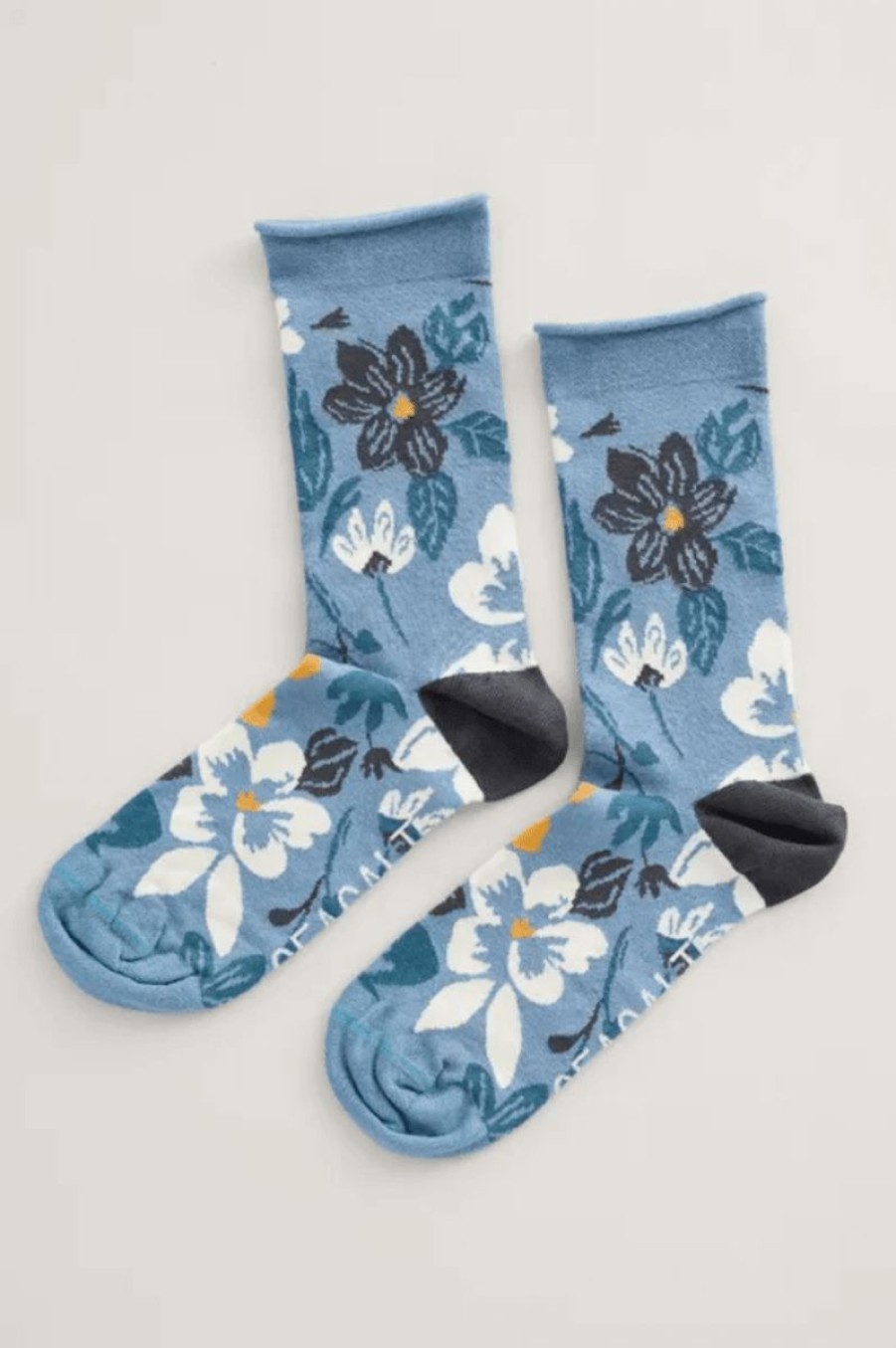 * Cut Price Seasalt Bamboo Arty Socks Wax Resist Floral Enamel Socks