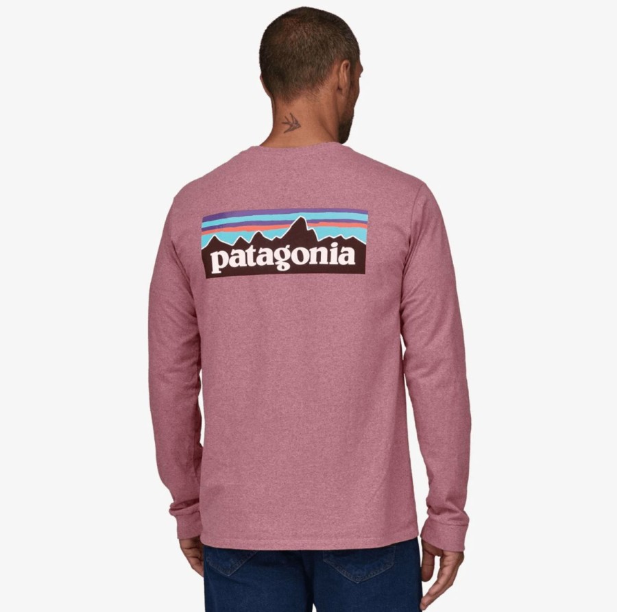 * Gift Selection Patagonia Men'S Long-Sleeved P-6 Logo Responsibili-Tee Evening Mauve T-Shirts