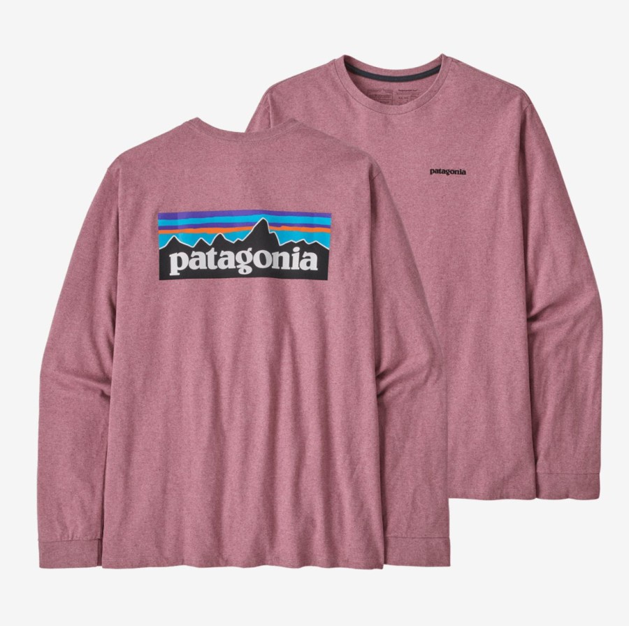 * Gift Selection Patagonia Men'S Long-Sleeved P-6 Logo Responsibili-Tee Evening Mauve T-Shirts