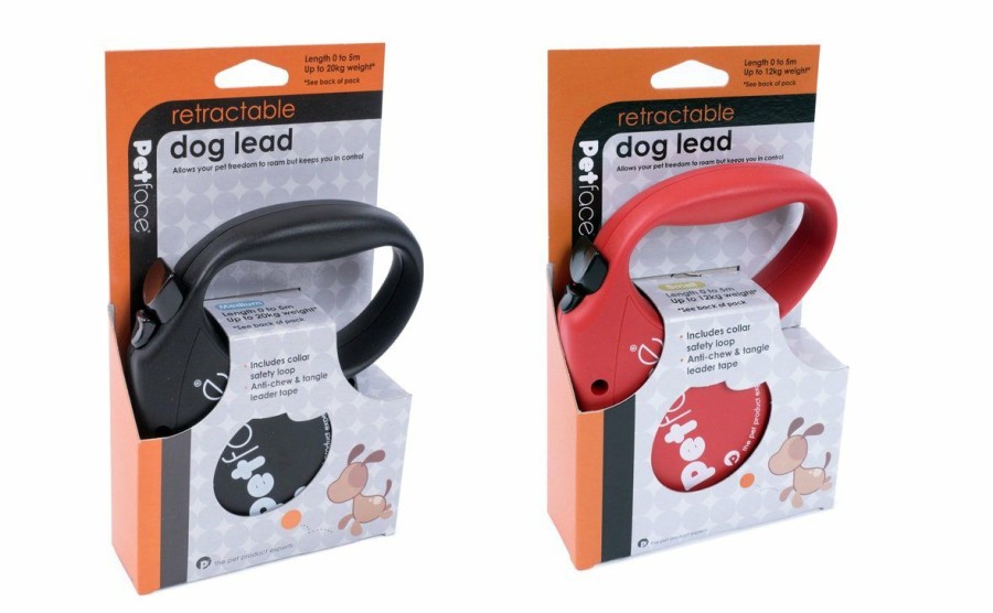 * Cut Price Petface Retractable Lead Black Dogs