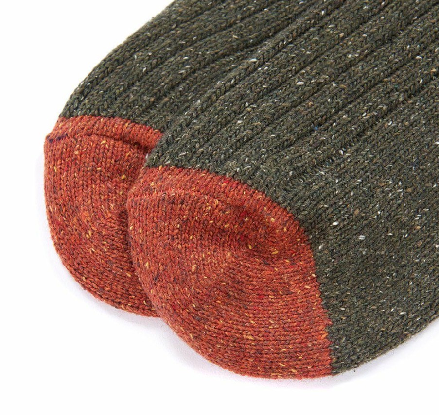 * Shop Barbour Houghton Socks Olive/Orange Socks