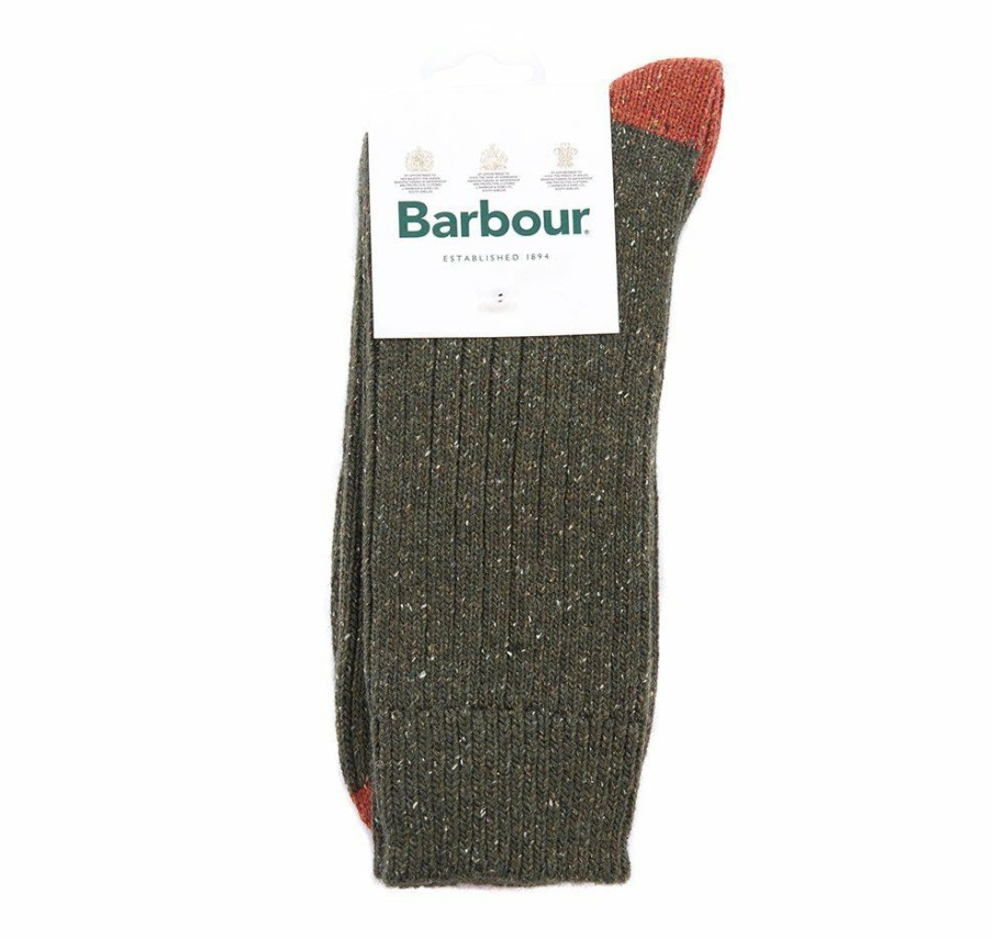 * Shop Barbour Houghton Socks Olive/Orange Socks