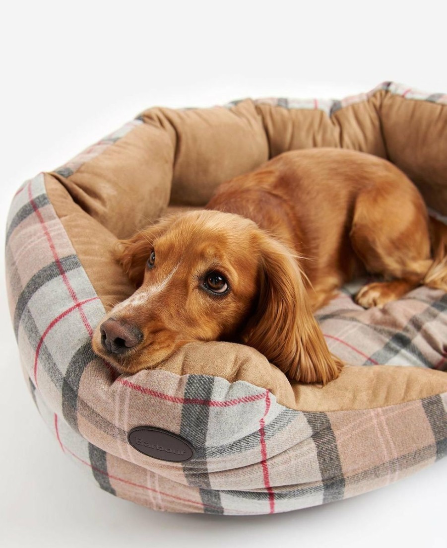 * Wholesale Barbour 35 Luxury Dog Bed Taupe & Pink Dogs