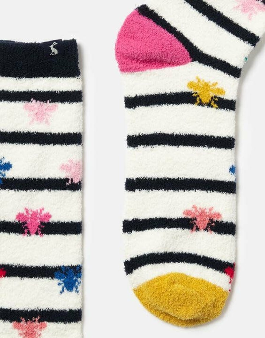 * Online Sales Joules Fluffy Socks Cream Bee Socks