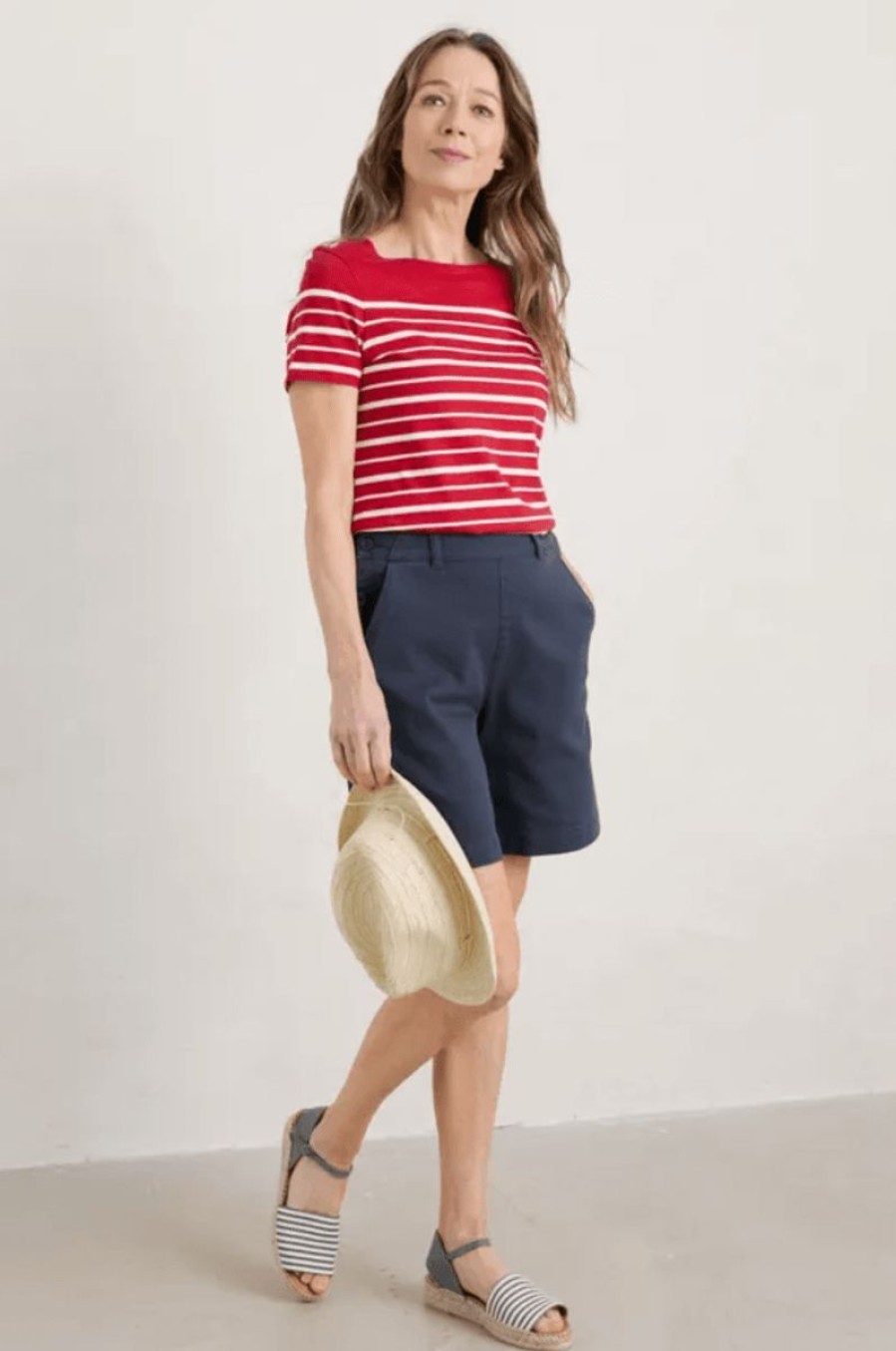 * Quick Delivery Seasalt Sailor Tee Falmouth Shore Crimson Chalk T-Shirts