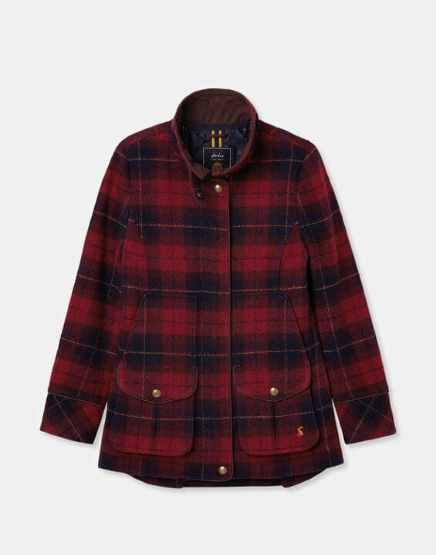 * Discounts Joules Women'S Field Coat Red Tweed Jackets & Coats