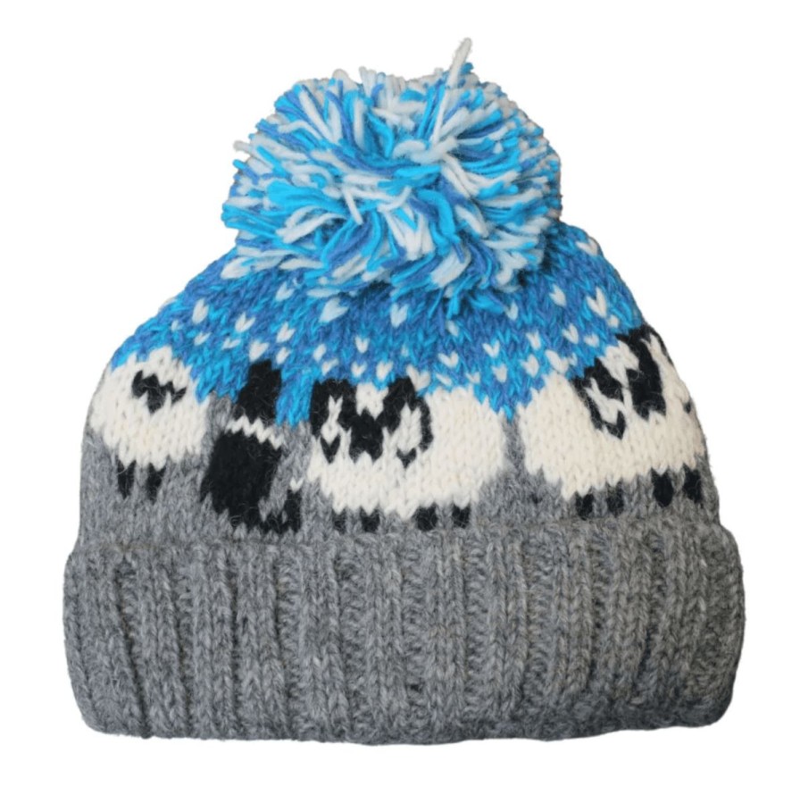 * Gift Selection From The Source Sheep Dog Bobble Hat Grey Hats & Headbands & Hat Accessories