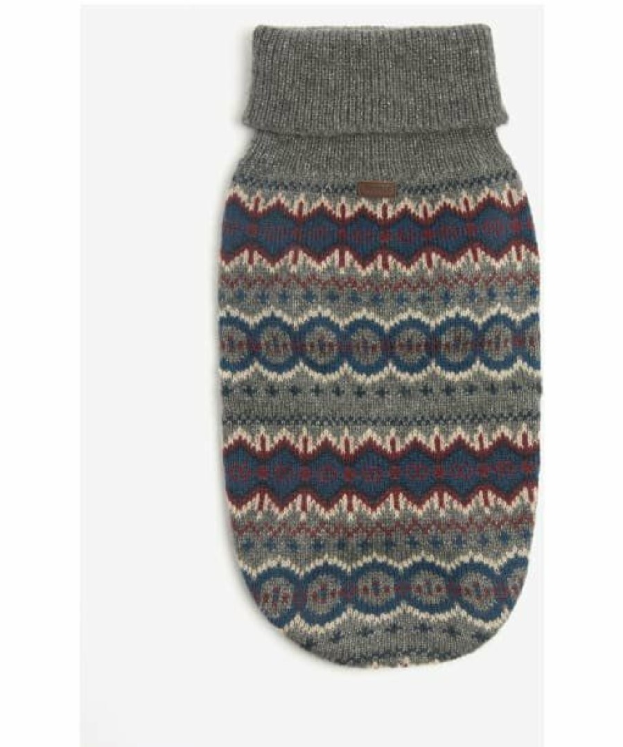 * Shop Barbour Case Fair Isle Dog Jumper Grey Dogs