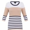 * Online Sales Marble Classic Block Stripe Sweater Taupe Tops