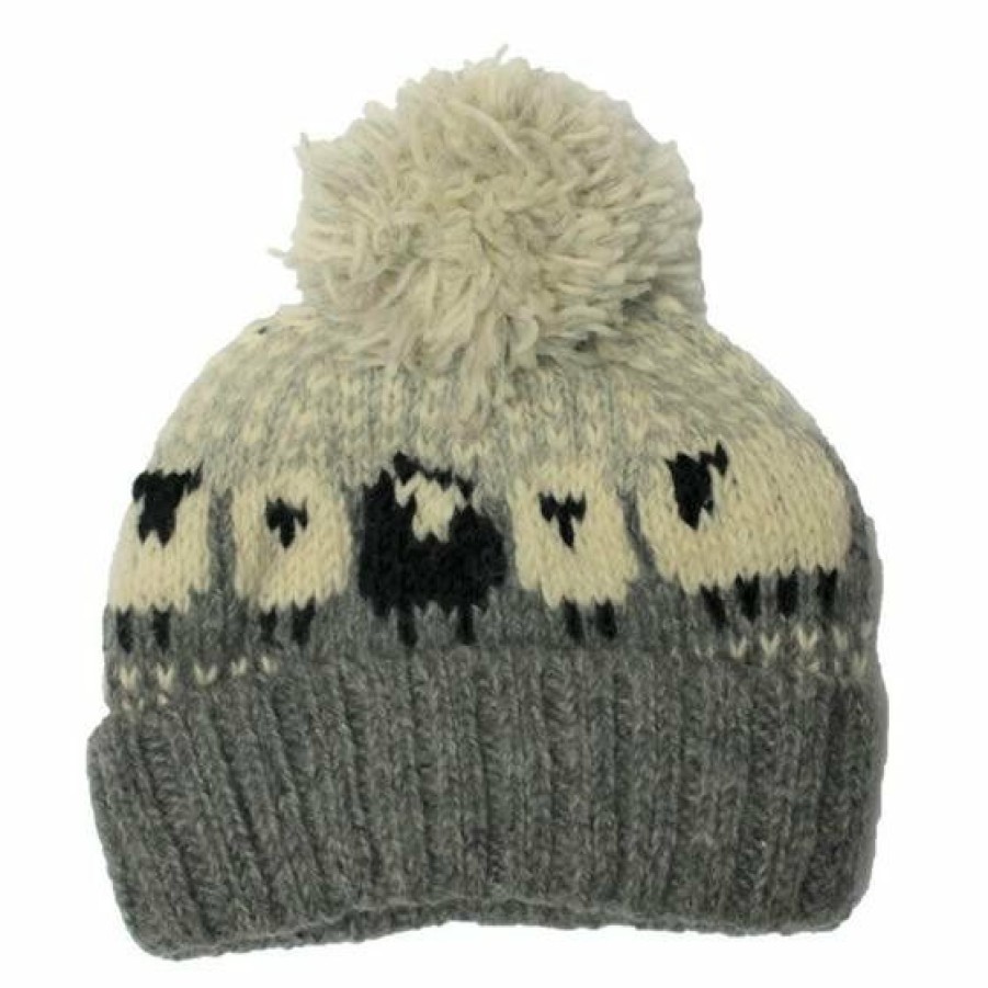 * Online Sales From The Source Sheep Bobble Hat Grey Hats & Headbands & Hat Accessories