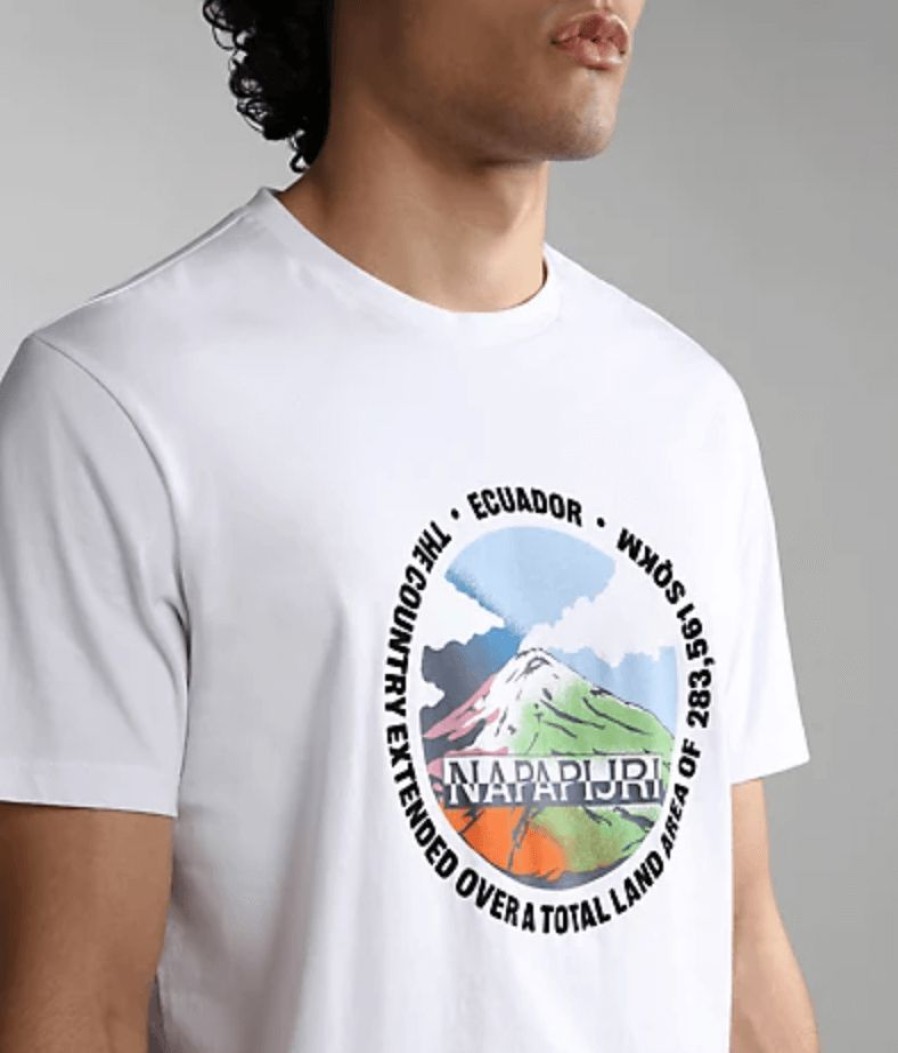 * New Threads Napapijri Sangay Short Sleeves T-Shirt Bright White T-Shirts