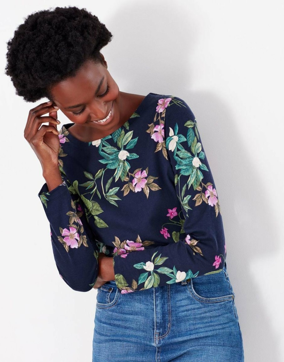 * Flash Sale Joules Harbour Print Top Navy Floral Botanical Small Tops