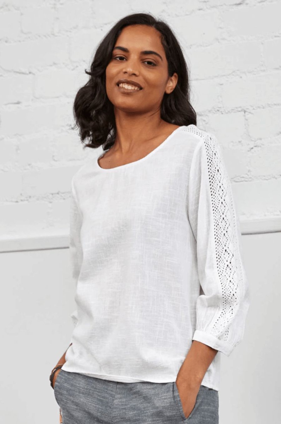 * Best Sale Nomads Lace Top White Tops