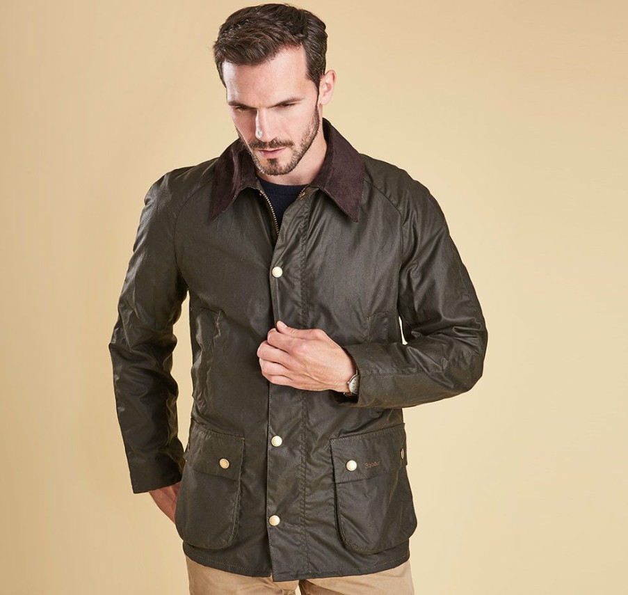 * Gift Selection Barbour Ashby Wax Jacket Olive Jackets & Coats