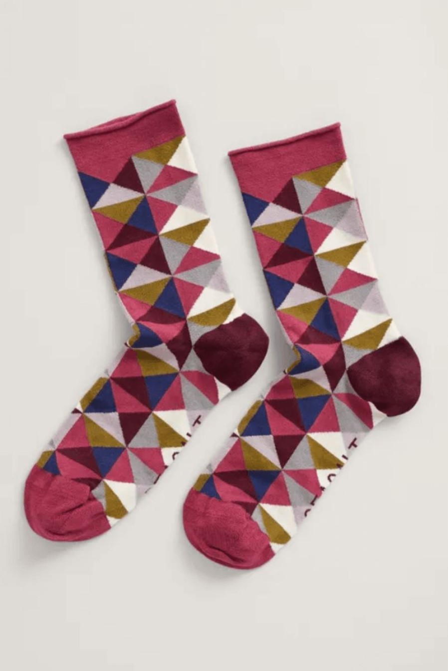 * Cut Price Seasalt Bamboo Arty Socks Patchwork Triangles Mix Socks